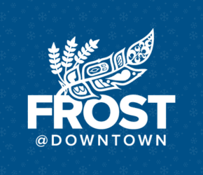 Frost logo over a blue background