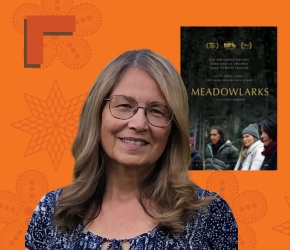 Betty Ann Adam and movie poster for Meadowlarks