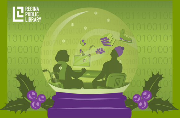 An illustration of two people sitting in front of the computer 